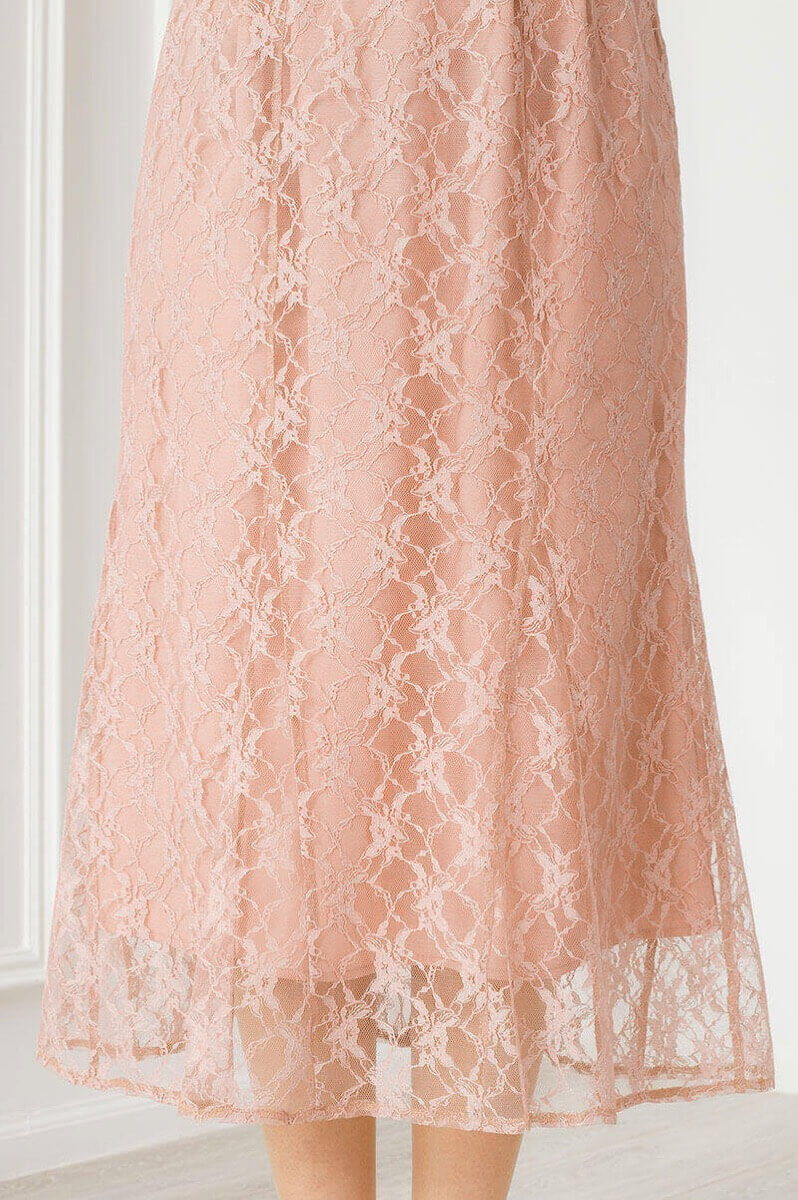 ピンクベージュのボリュームスリーブドレスの商品画像6