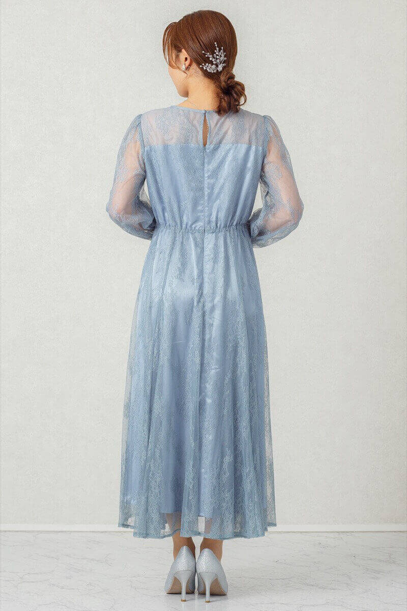 グレイッシュブルーのビスチェ風トップスドレスの商品画像4