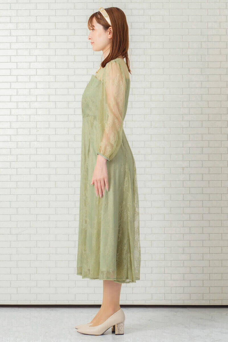 マスカットグリーンのビスチェ風トップスドレスの商品画像3