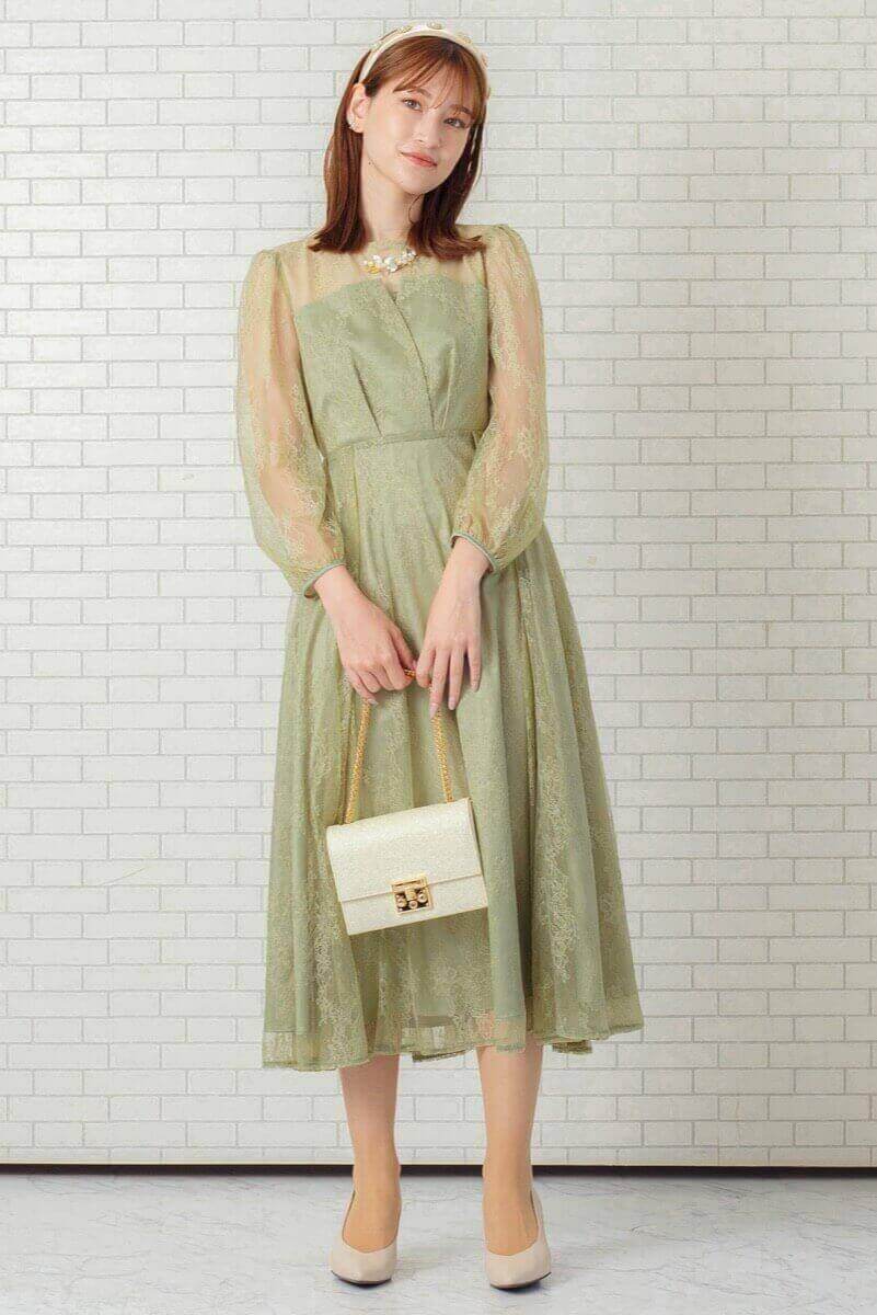 マスカットグリーンのビスチェ風トップスドレスの商品画像6