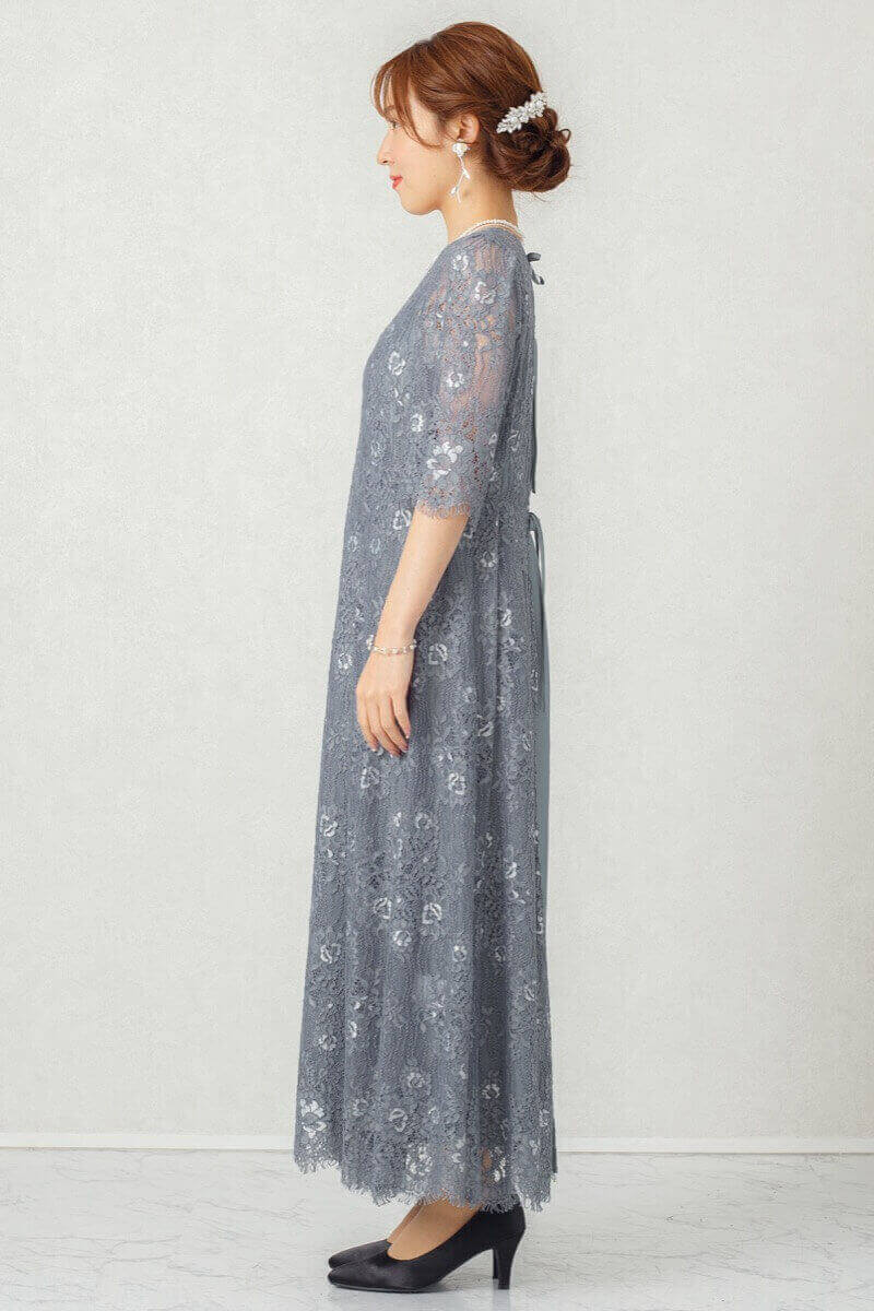 アンティークミントの配色レースエプロンドレスの商品画像3