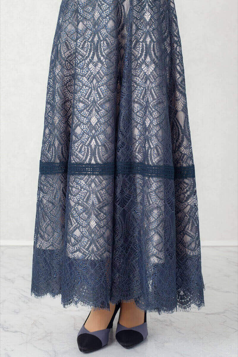 アーミーカーキの配色ハシゴレースドレスの商品画像6