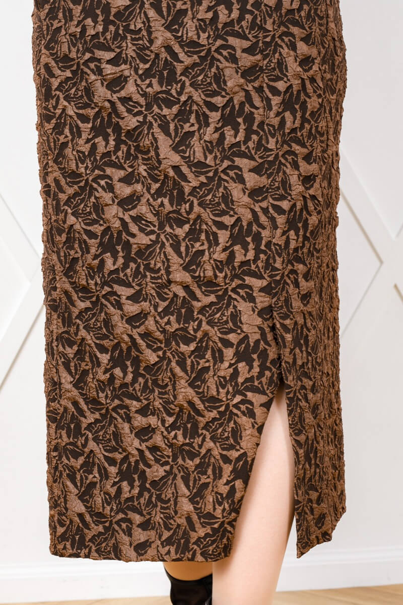 ダークブラウンのジャガードIラインドレスの商品画像7