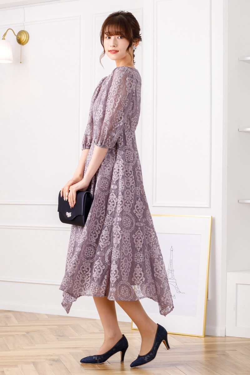 ダークラベンダーのイレヘムレースドレスの商品画像9