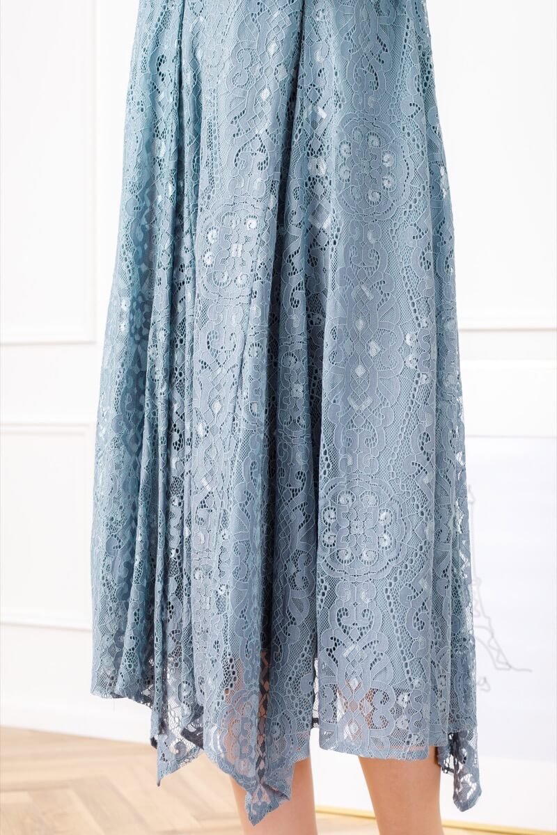 グレイッシュブルーのイレヘムレースドレスの商品画像6