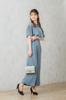 グレイッシュブルーのラメチュールオールインワン<br>Dorry doll | M | A-2625