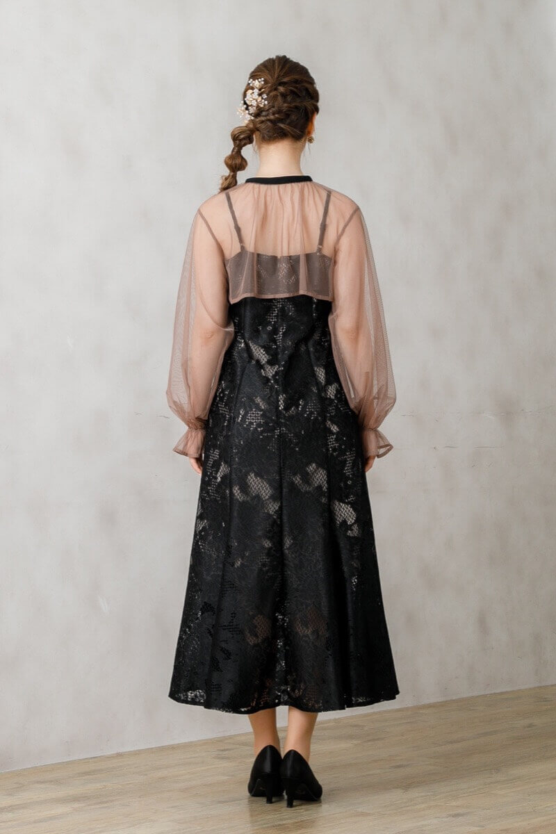 ブラックのチュールブラウス付きドレスの商品画像4