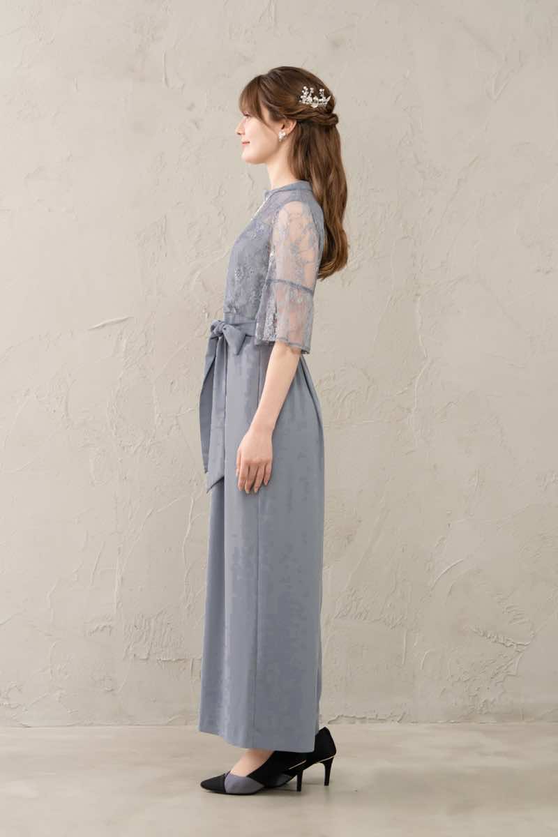 ダスティブルーのレース切替オールインワンの商品画像3