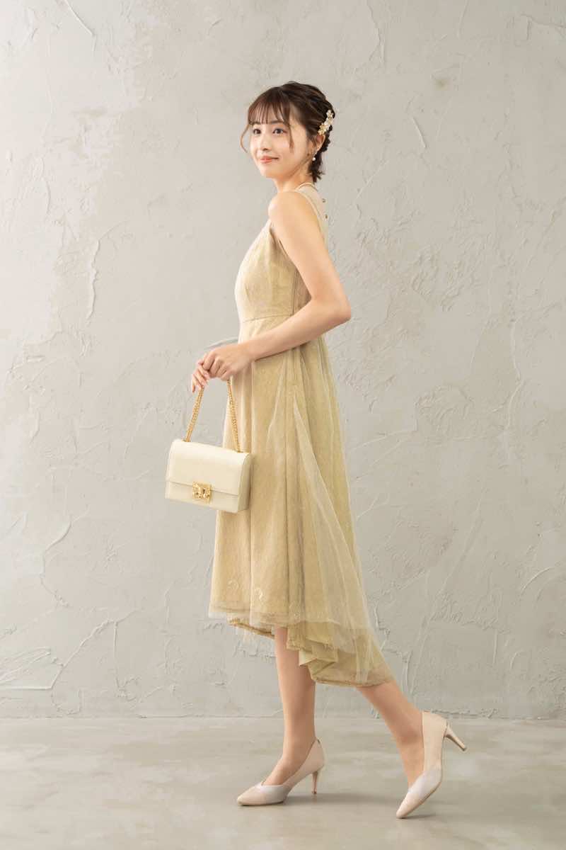 イエローのラメフィッシュテールドレスの商品画像11