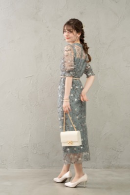 ライトカーキのアンティーク刺繍ドレス | Dorry doll | M | A-2666