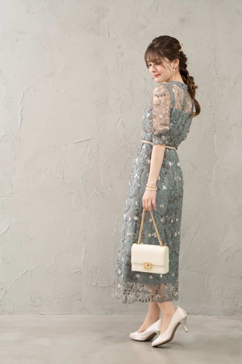 ライトカーキのアンティーク刺繍ドレスの商品画像8