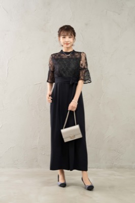 ネイビーのレース切替オールインワン<br>Laisse Passe | M | A-2667