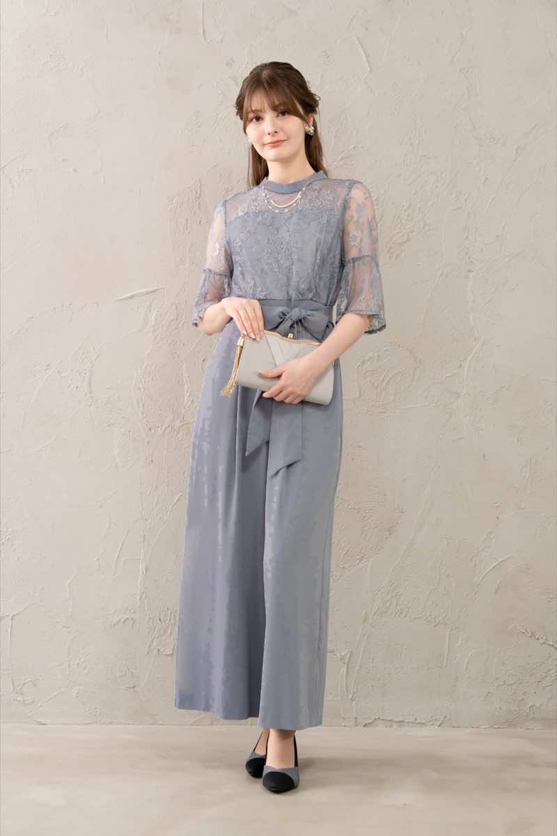 ダスティブルーのレース切替オールインワンの商品画像6
