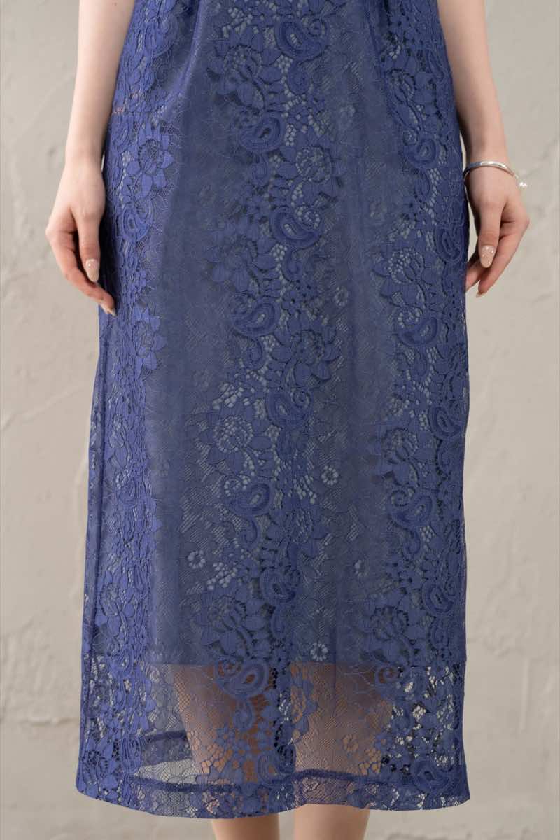 ブルーのコクーンスリーブタイトドレスの商品画像6