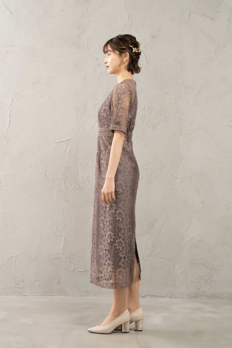 モカベージュのコクーンスリーブタイトドレスの商品画像3