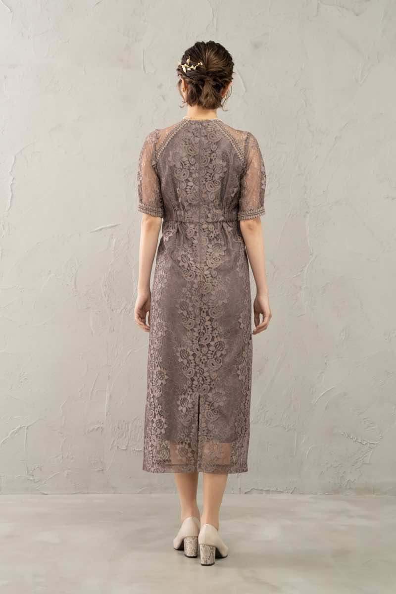 モカベージュのコクーンスリーブタイトドレスの商品画像4