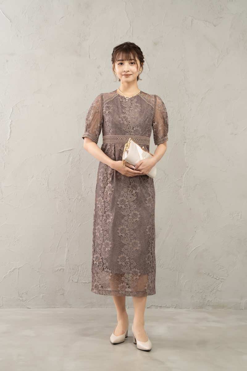 モカベージュのコクーンスリーブタイトドレスの商品画像6