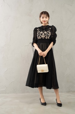 ブラックのフラワーレースオーガンジードレス<br>Dorry doll | M | A-2683