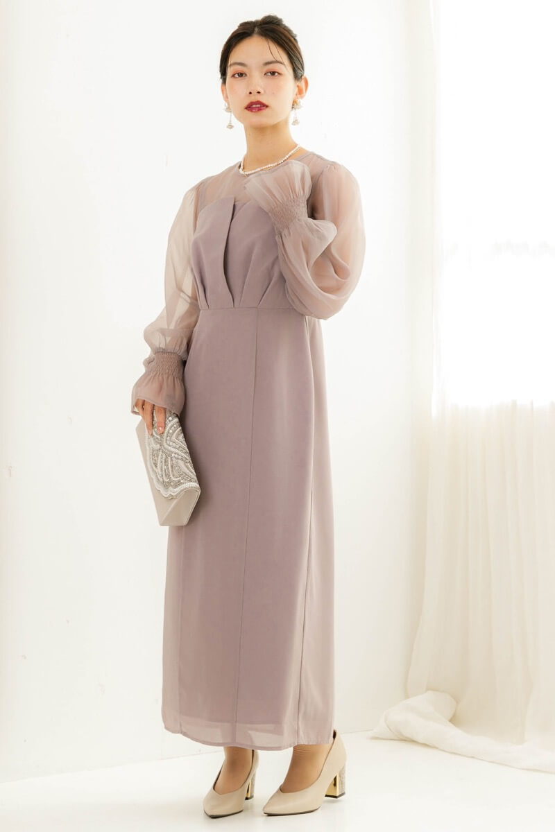 モカのシフォンスリーブドレスの商品画像9