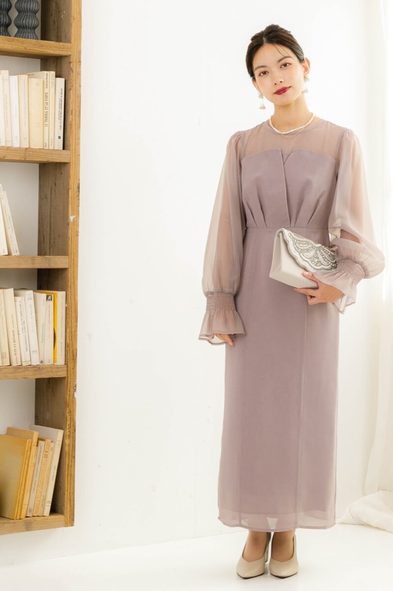 モカのシフォンスリーブドレスの商品画像8