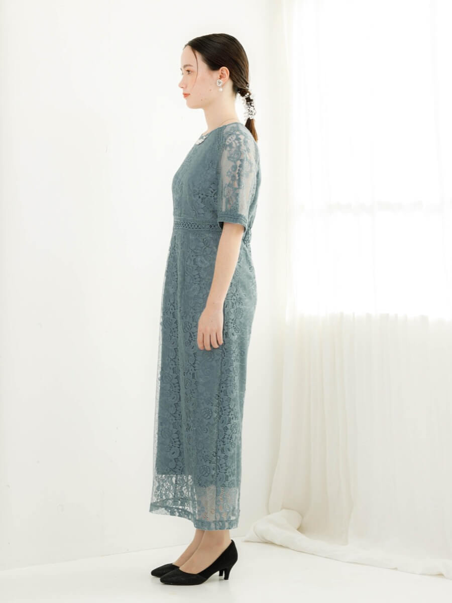 ライトカーキのコクーンスリーブタイトドレスの商品画像3