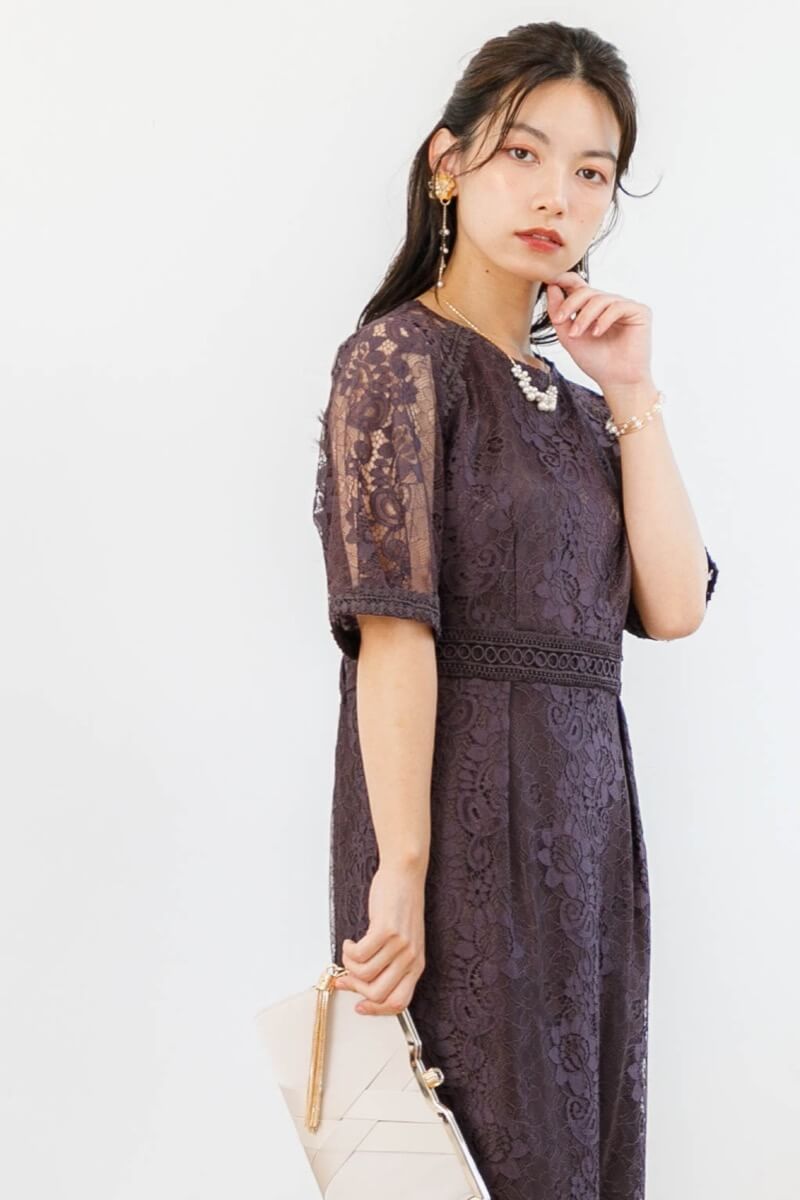 チャコールのコクーンスリーブタイトドレスの商品画像7
