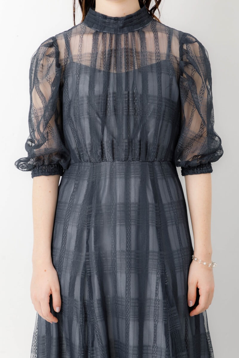 アーミーカーキのブロックチェックドレスの商品画像5