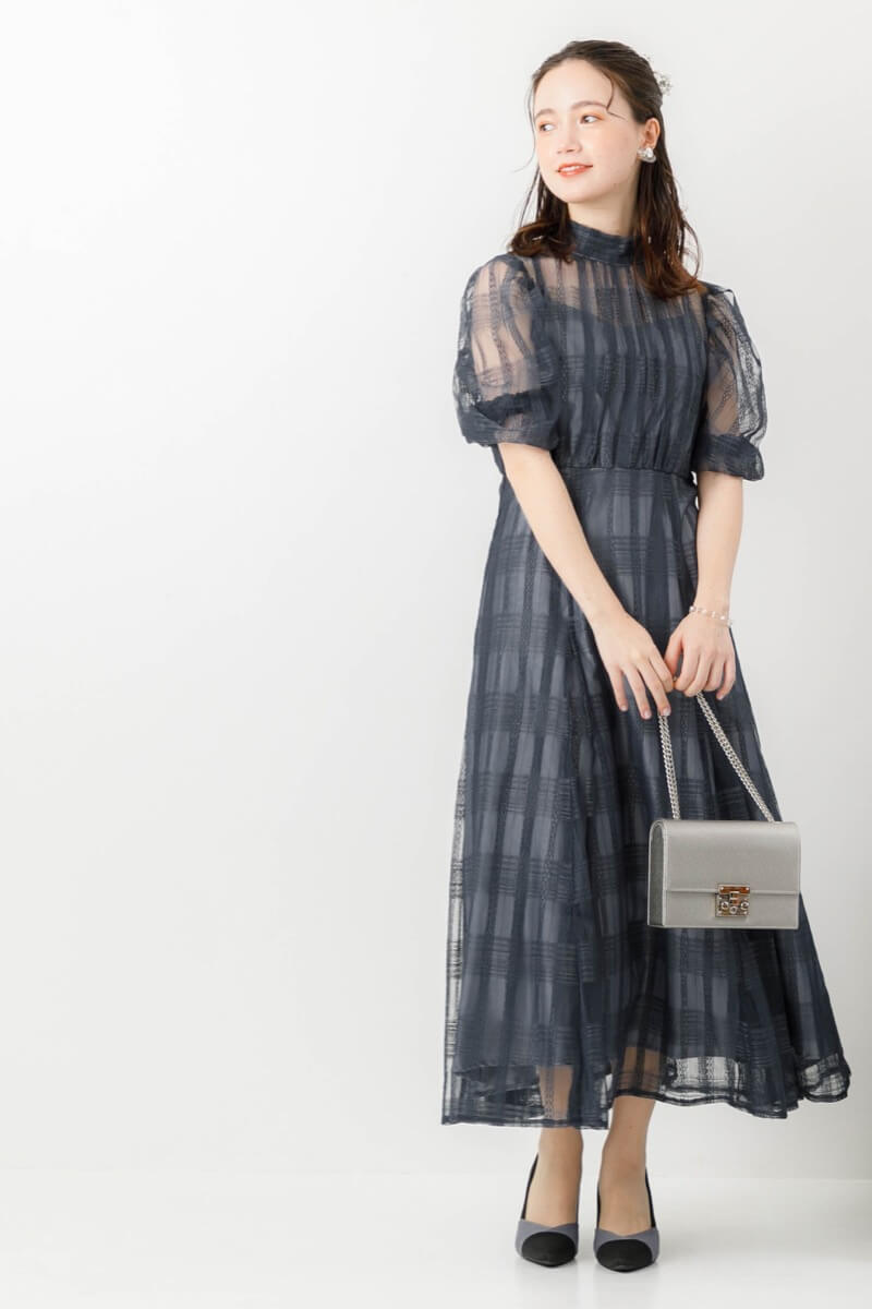 アーミーカーキのブロックチェックドレスの商品画像8