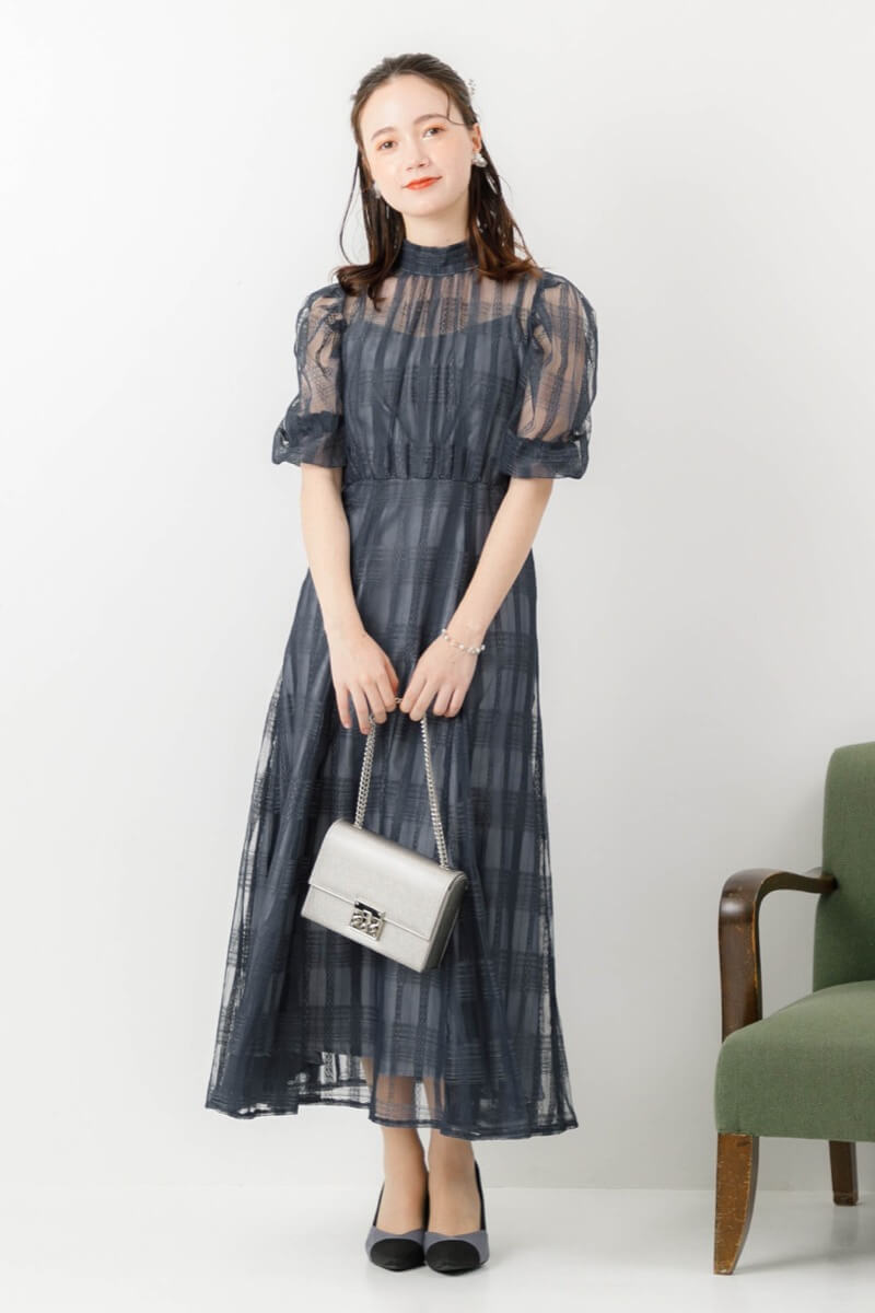 アーミーカーキのブロックチェックドレスの商品画像9