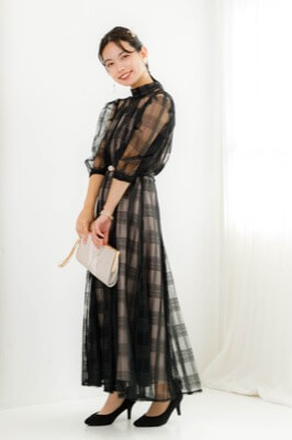 ブラックのブロックチェックドレス<br>Dorry doll | M | A-2708