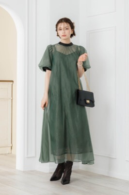 グリーンのシアーAラインドレス<br>Dorrydoll | M～マタニティ | A-2732