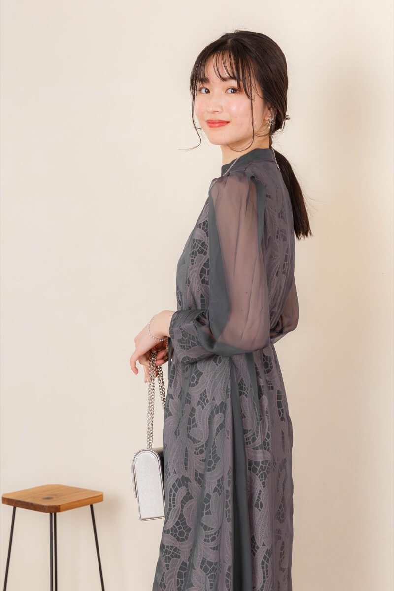 アーミーカーキのベルト付きシアードレスの商品画像1
