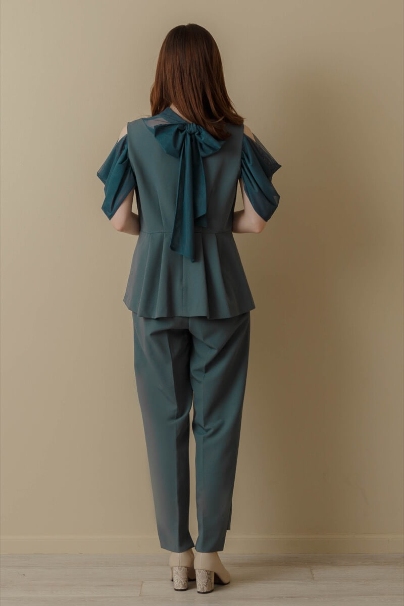 シックターコイズのオープンショルダーパンツドレスの商品画像4