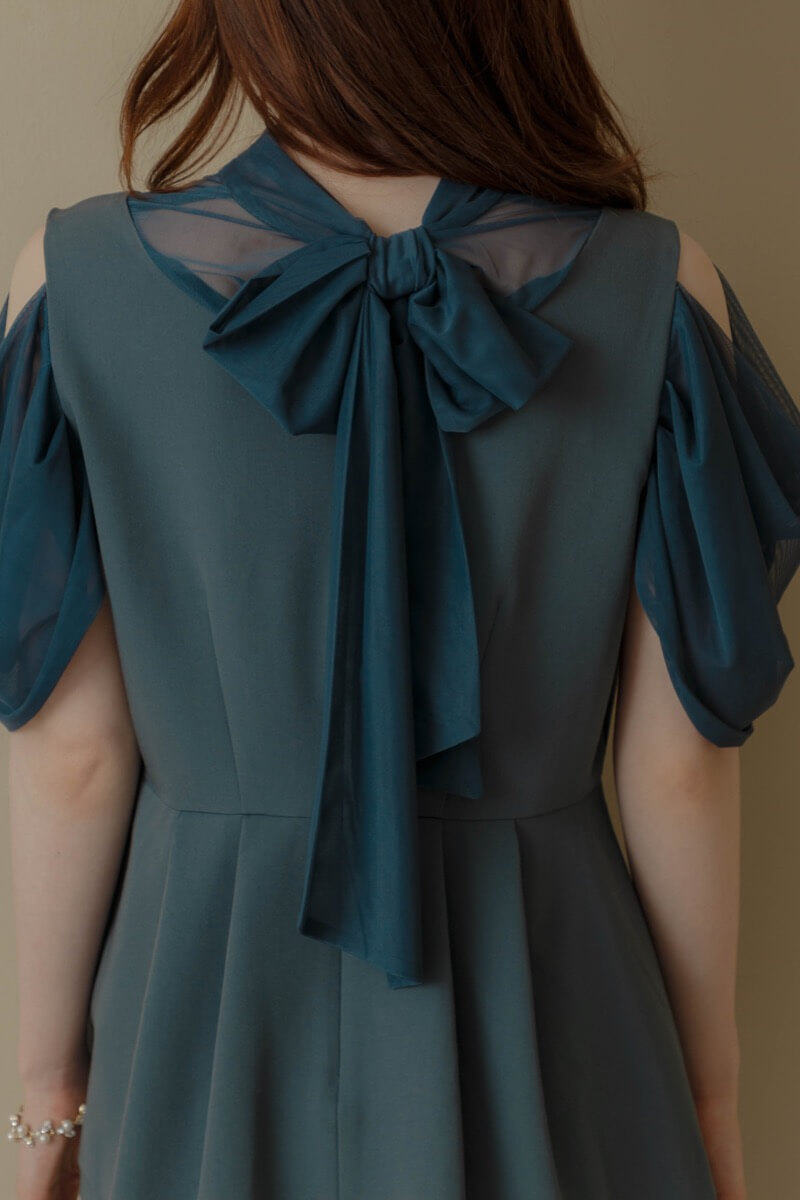 シックターコイズのオープンショルダーパンツドレスの商品画像7