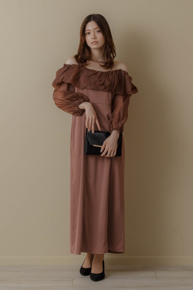 ボルドーのオフショルダーバルーンドレスの商品画像10 ボルドーのオフショルダーバルーンドレスの商品画像10