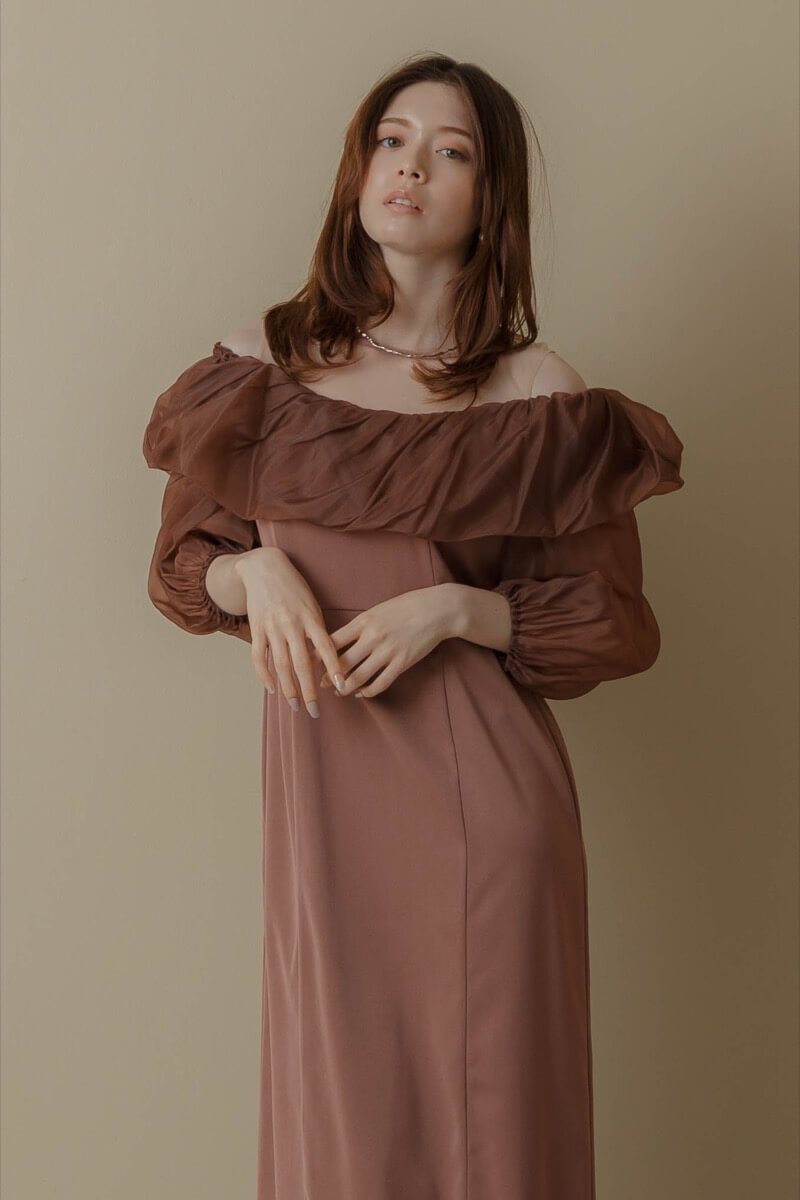 ボルドーのオフショルダーバルーンドレスの商品画像12 ボルドーのオフショルダーバルーンドレスの商品画像12