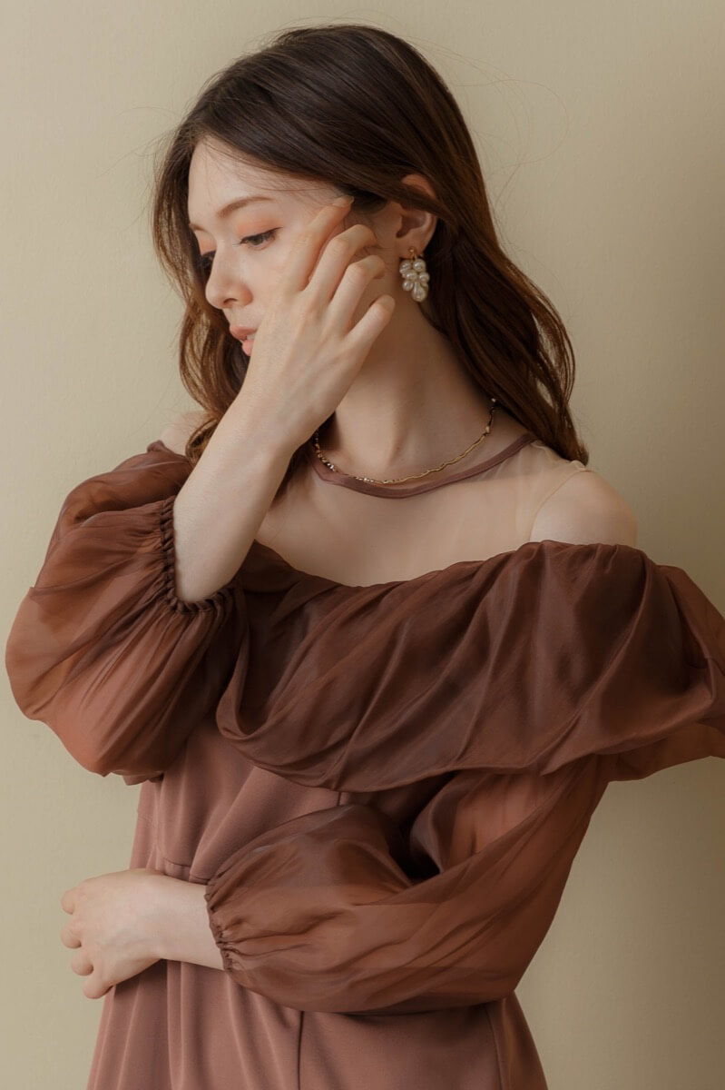 ボルドーのオフショルダーバルーンドレスの商品画像13 ボルドーのオフショルダーバルーンドレスの商品画像13