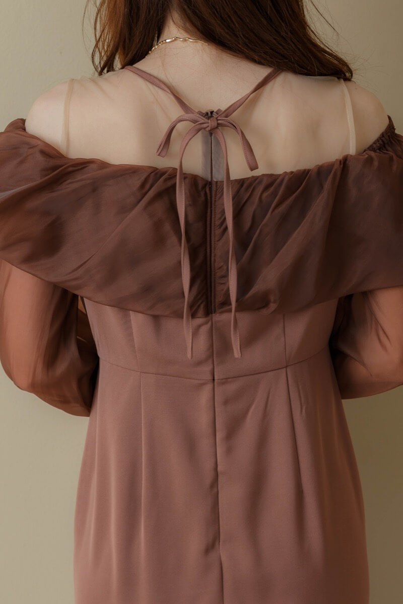 ボルドーのオフショルダーバルーンドレスの商品画像7 ボルドーのオフショルダーバルーンドレスの商品画像7