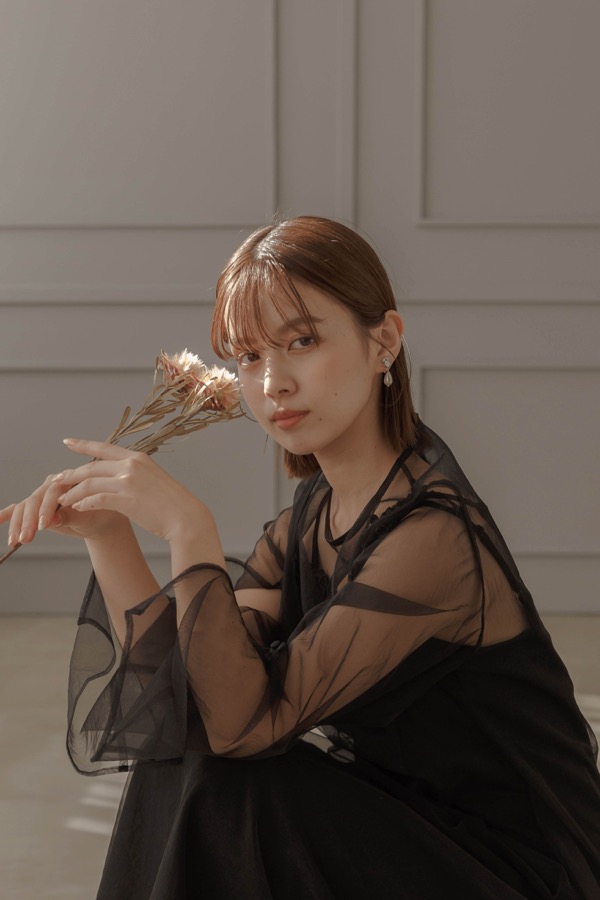 ブラックのシアーチュール2wayドレス | metoi | L | A-2887