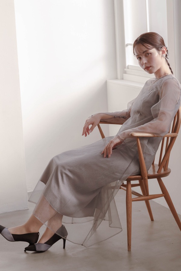 グレーのシアーチュール2wayドレス | metoi | L | A-2889