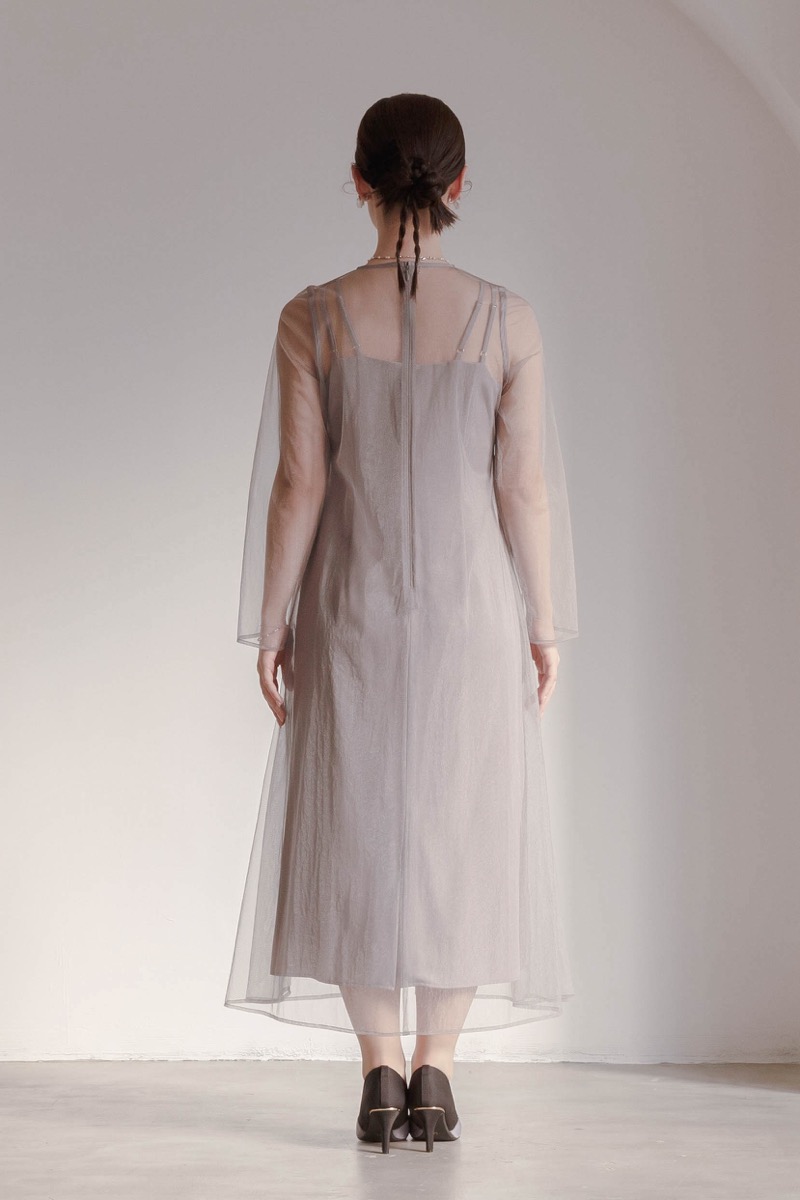 グレーのシアーチュール2wayドレスの商品画像4