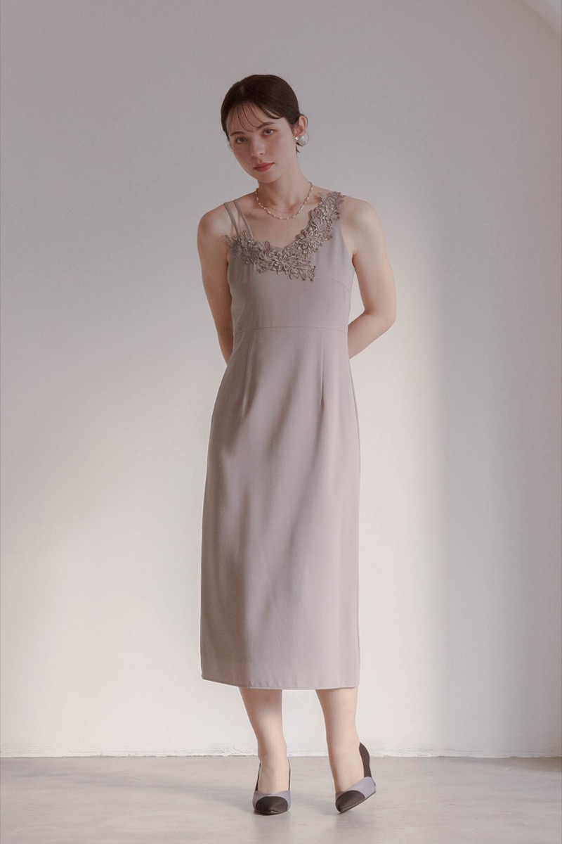 グレーのシアーチュール2wayドレスの商品画像6