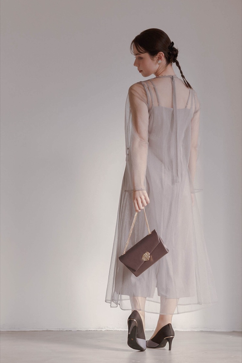 グレーのシアーチュール2wayドレスの商品画像8