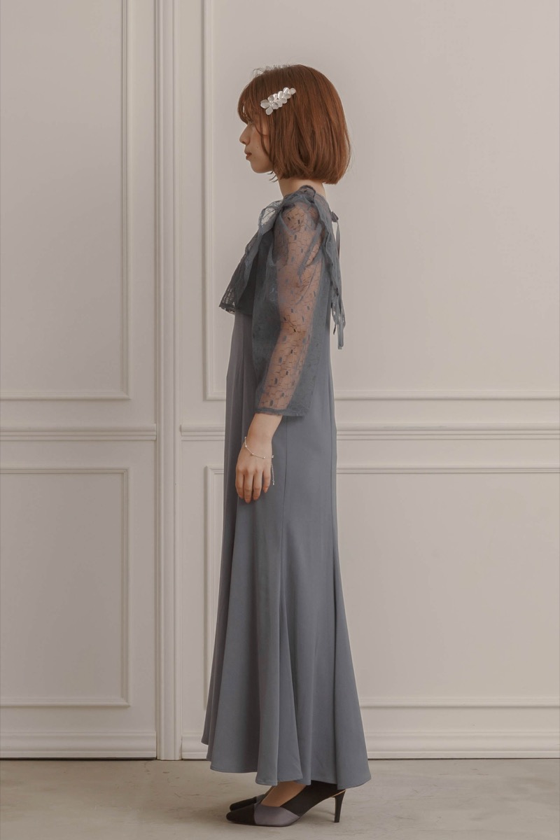 ブルーの2wayフリルボレロ付きドレスの商品画像3