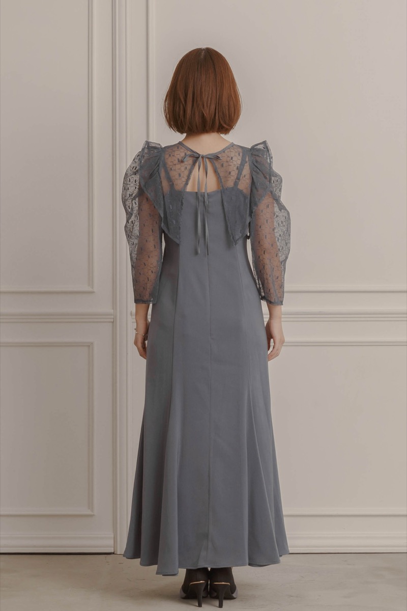 ブルーの2wayフリルボレロ付きドレスの商品画像4