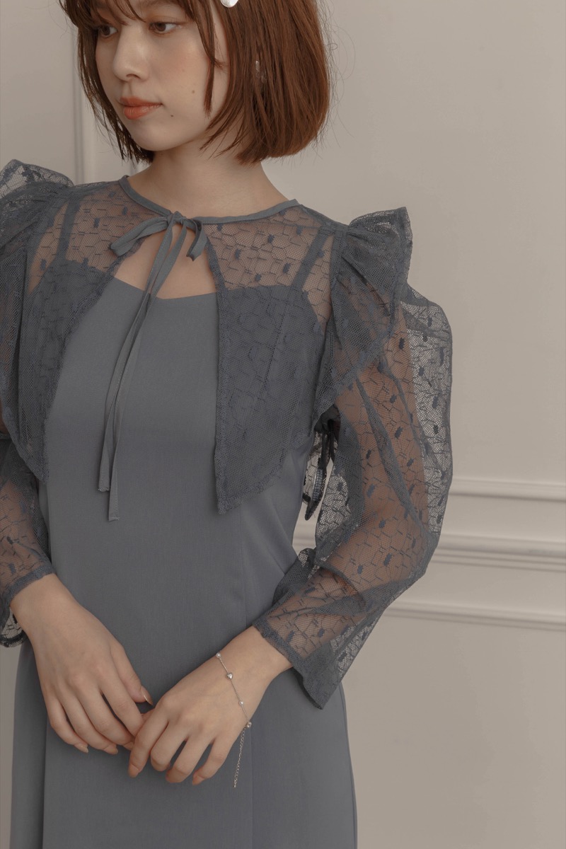 ブルーの2wayフリルボレロ付きドレスの商品画像5