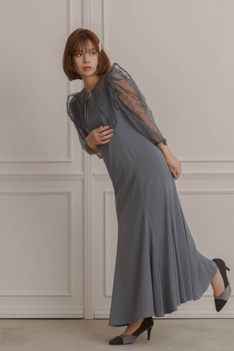 ブルーの2wayフリルボレロ付きドレスの商品画像9