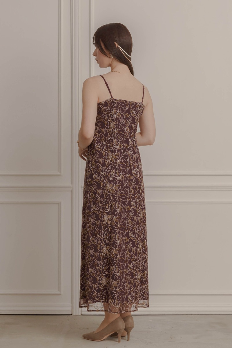 ボルドーの総レースレイヤードドレスの商品画像9