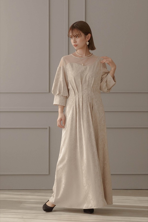 ベージュのイレギュラーデコルテドレス | LE' RURE | M | A-2912