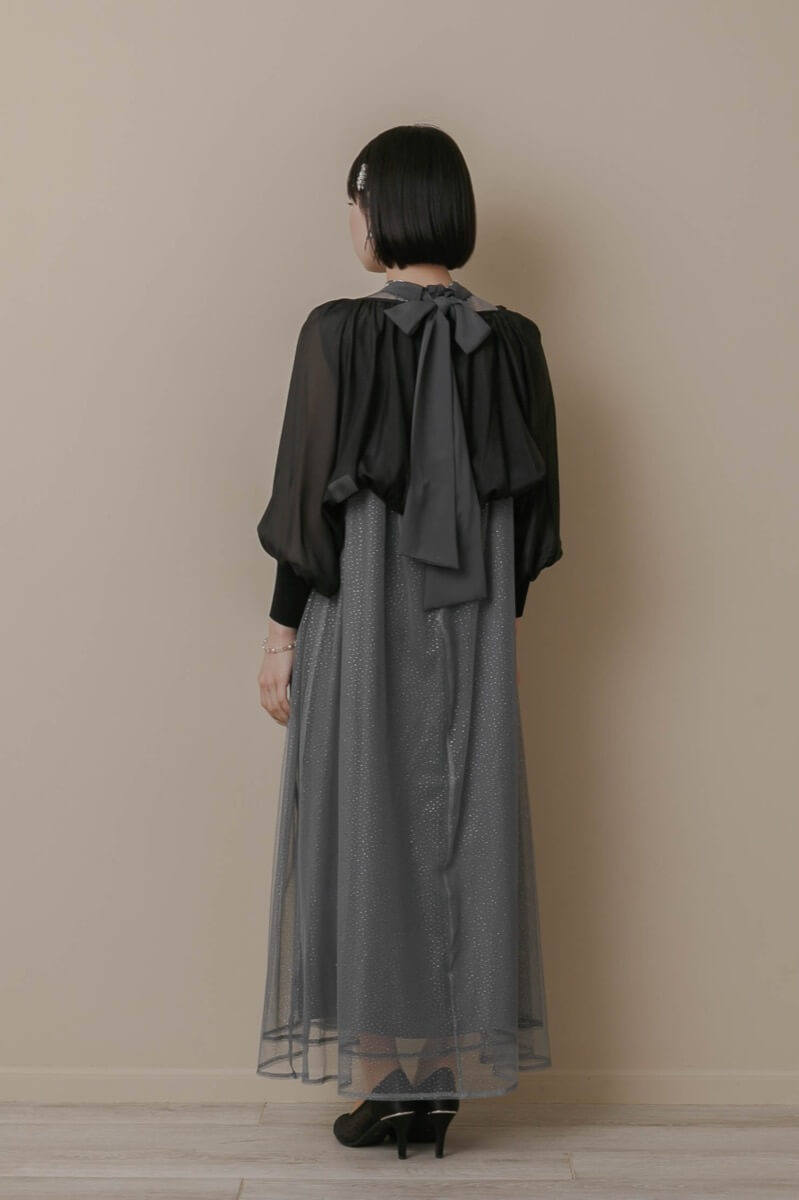 ブルーのシアーラメドレスの商品画像10